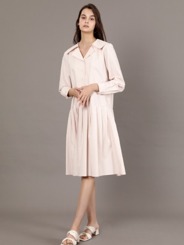[Coett] Pleats Cotton Dress_LIGHT PINK