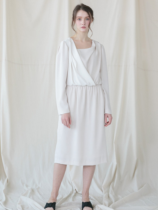 [Coett] Drapery Shirring Dress_CREAM