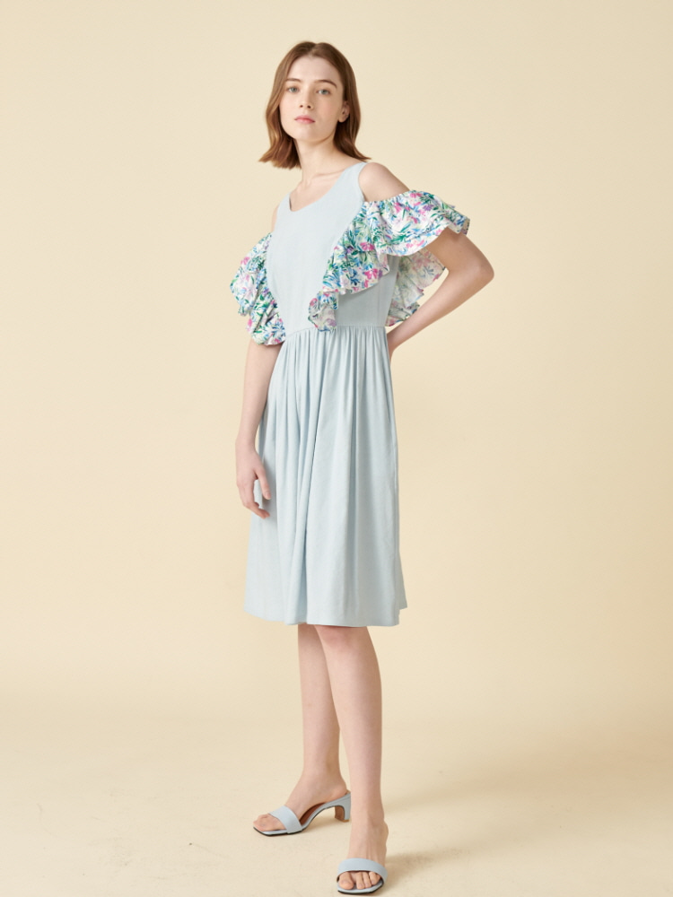 [코엣] 린넨 플라워 러플 원피스 Coett Linen FlowerRuffle Dress